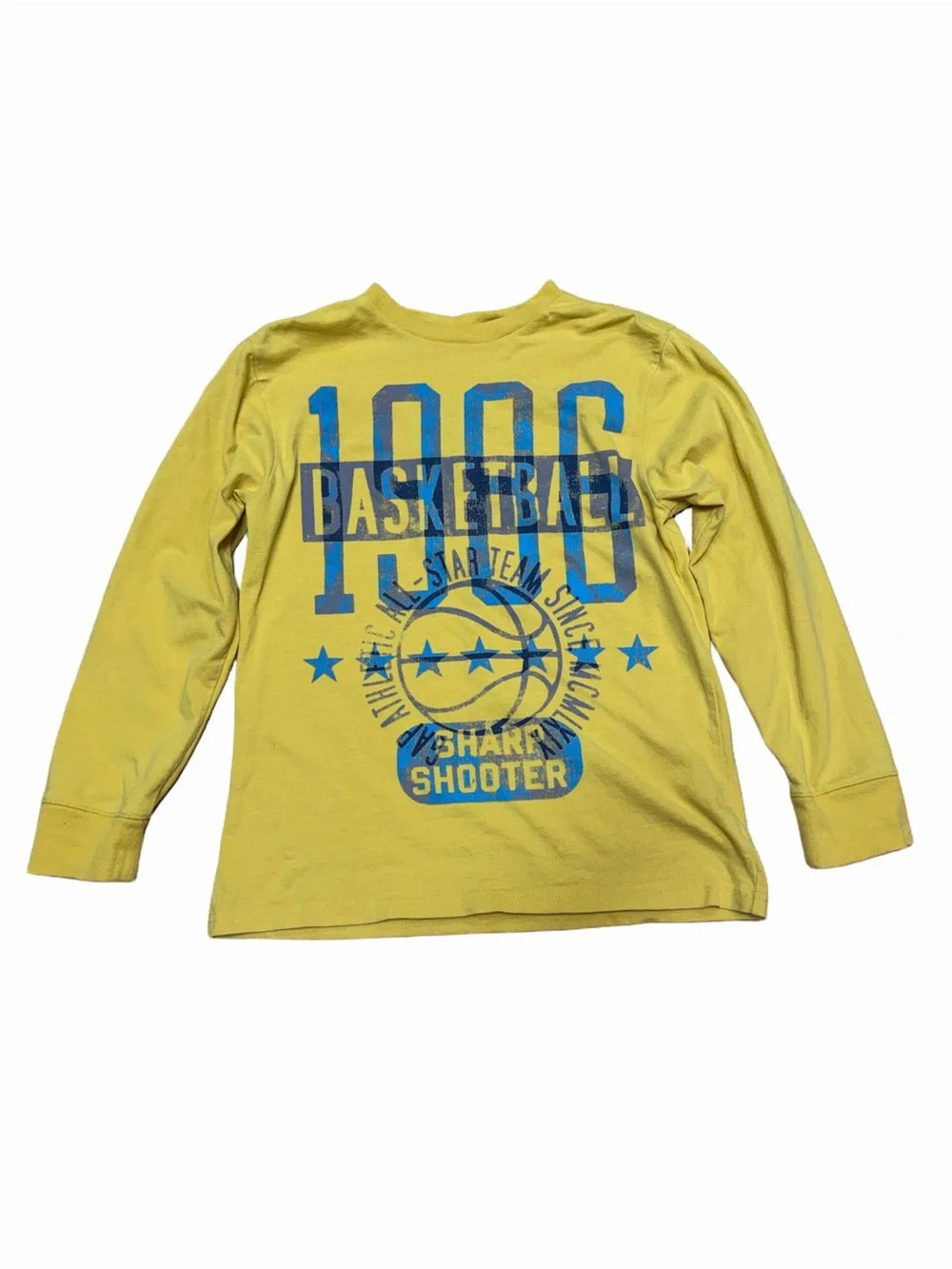 GapKids Boys M 1986 Basketball Graphic Yellow Long Sleeve Shirt 2011 Retro